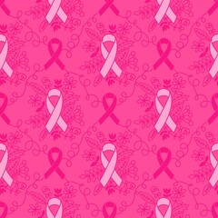Breast cancer month seamless pink ribbon day mammogram pattern for medical accessories and medicine textiles
