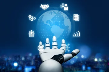 Fotobehang Sportwinkel AI artificial intelligence supports global marketing with virtual analytics, cross-border planning, and smart financial tools for strategic international growth. Vouch  © InfiniteFlow