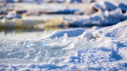 Stunning Winter Glacier Landscape: Icy Surface Reflected in Serene Snow-Capped Mountains