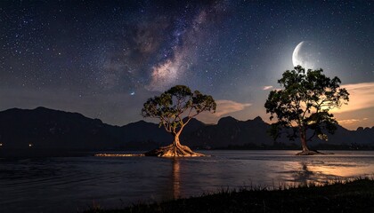 sunset over the river