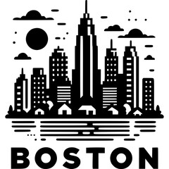Fototapeta premium Boston Skyline Icon Vector
