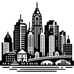 Boston Skyline Icon Vector