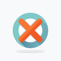 Fototapeta premium Red cross icon on blue circle with long shadow. Modern graphic symbol for error, incorrect choice, deletion, or negative status in user interfaces