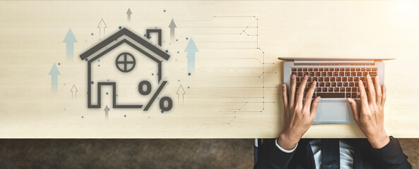 Obraz premium Real estate investment profit illustration showing rising house value, property return, and real estate profit growth. Real estate investment icons highlight ROI in real estate investment. Spline