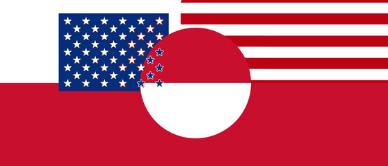 USA United States of America and Greenland flag background extended