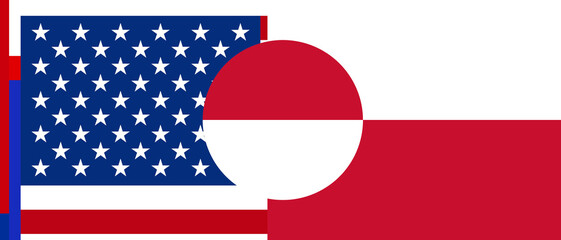 USA United States of America and Greenland flag background extended