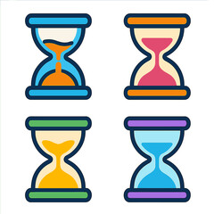 Colorful hourglass icon set representing time and patience concept