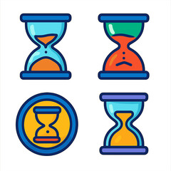 Colorful hourglasses illustration depicting time with modern style and design