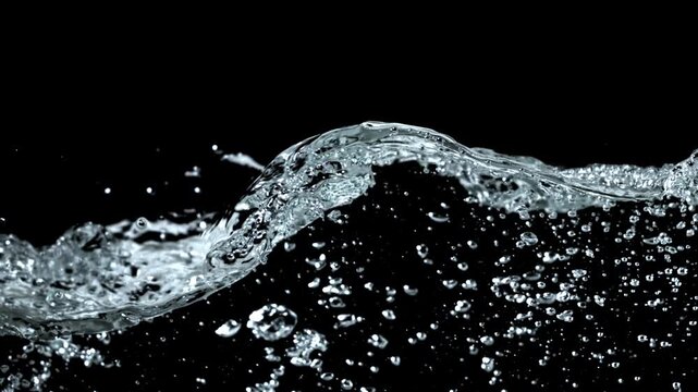 Super slow motion water waves with air bubbles . Filmed on a high-speed camera at 1000 fps. High quality FullHD footage