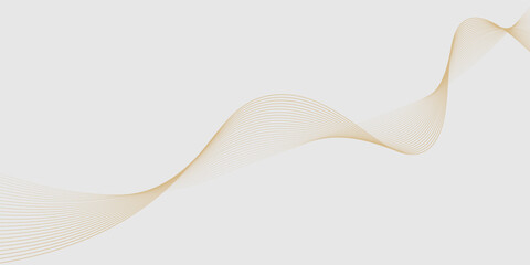 Luxury abstract gold wavy line pattern (guilloche curves) with copy space. Elegant golden color smooth gradient on white background. Premium vector striped texture for banner, business backdrop.