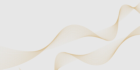 Luxury abstract gold wavy line pattern (guilloche curves) with copy space. Elegant golden color smooth gradient on white background. Premium vector striped texture for banner, business backdrop.