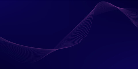 Abstract glowing wave lines on dark blue background. Dynamic wave pattern. Modern flowing wavy lines. Futuristic technology concept. Suit for banner, poster, cover, brochure, flyer, website