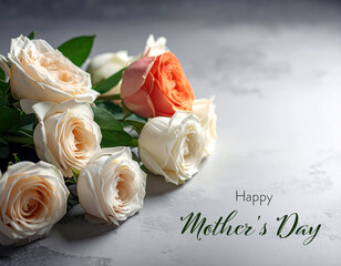 Happy Mothers Day card,  bouquet of roses