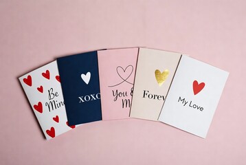 Valentine's Cards and Romantic Stationery: Heart Designs on Pink Background for Personalized Greetings and Anniversary Gifts