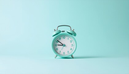 Mint alarm clock with blank face on clean background