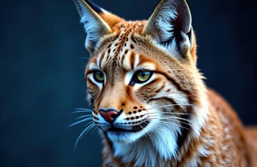 Obraz premium Wild cat with amber fur gazes into the distance in a dramatic portrait