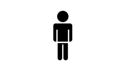 A simple stick figure icon on transparent background