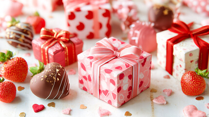 可愛いハート柄ラッピングのバレンタインチョコレートギフト