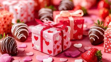 可愛いハート柄ラッピングのバレンタインチョコレートギフト
