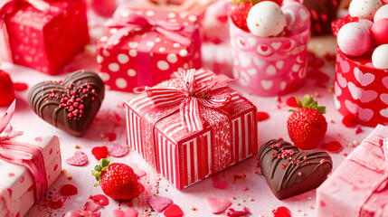 可愛いハート柄ラッピングのバレンタインチョコレートギフト