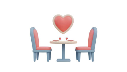 Two Chairs and Heart Illustration Concept.