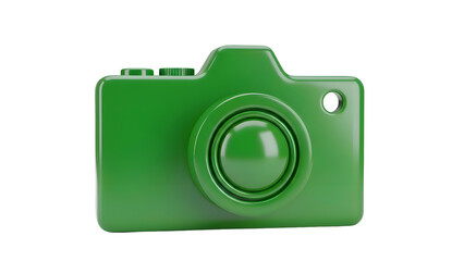 Green Plastic Toy Camera Front View.