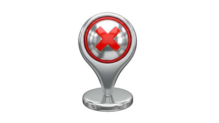 Silver Map Pin with Red Cross Symbol.