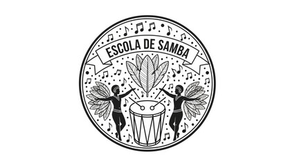 Obraz premium Black and white samba school logo.