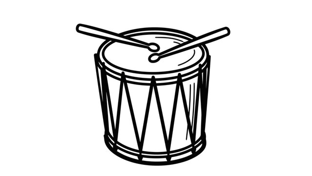 Drum with drumsticks on top closeup.