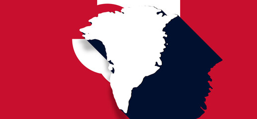 abstract flag background of Greenland, simplified symbol shape of the map of Greenland
