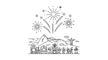 Fireworks exploding in the night sky. © Afi