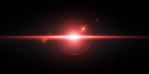 Abstract Red Linear Light and Glow Effect on Black Background
