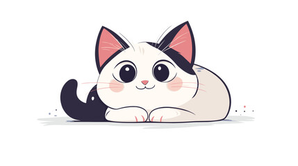 Adorable Cartoon Black and White Cat. © Rere_Art151