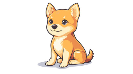Fototapeta premium Adorable Cartoon Shiba Inu Dog Sitting.