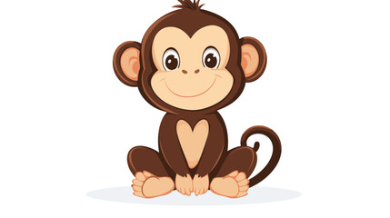 Obraz premium Cartoon Monkey Sitting with Heart on Belly.