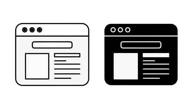 Vector illustration of web browser interface window template design, on transparent background