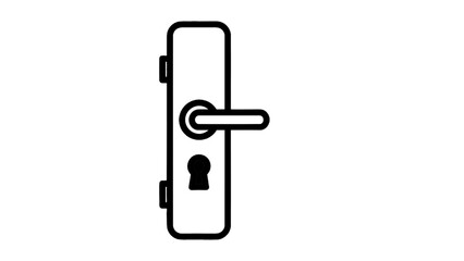Vector illustration of a minimalist door handle with keyhole icon, black outline on transparent background