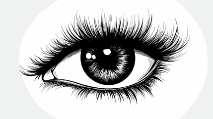 Detailed Illustration of Human Eye with Eyelashes.