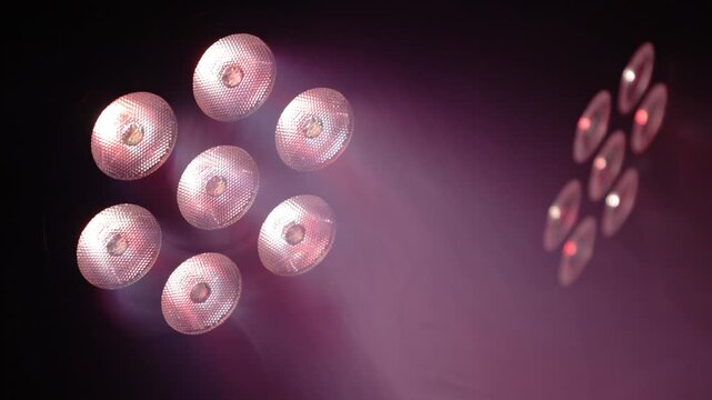 Detailed plan of the show lighting fixture with LED technology changing color in front of the camera.
