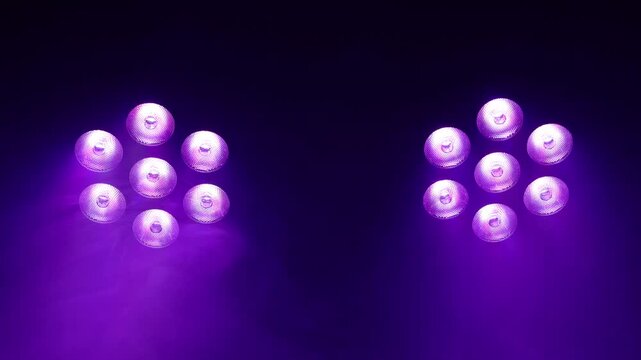 Plan of 2 LED lighting devices pointing towards the pink stage.

