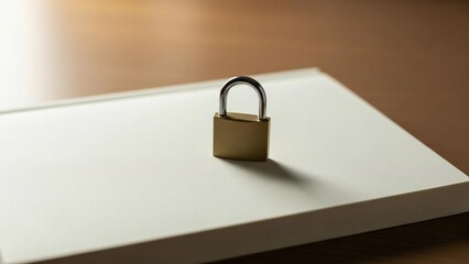 Fototapeta premium Securing vital information with a strong password: a padlock on a confidential file.