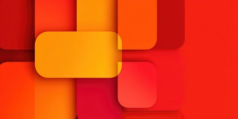 Abstract Geometric Composition Of Overlapping Rounded Rectangles In Shades Of Red And Orange