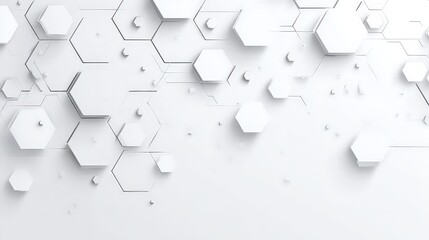 Abstract White Geometric Hexagon Background with Connected Dots Subtle Perspective and Clean Modern Aesthetic Ideal for Technology or Science Presentation