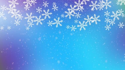 Winter wonderland background with falling snowflakes on a vibrant blue and purple gradient, perfect for holiday designs, seasonal greetings, and festive digital art projects. - Powered by Adobe