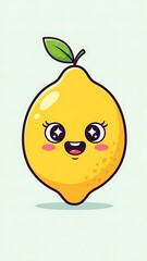 Cartoon lemon with smiling face.