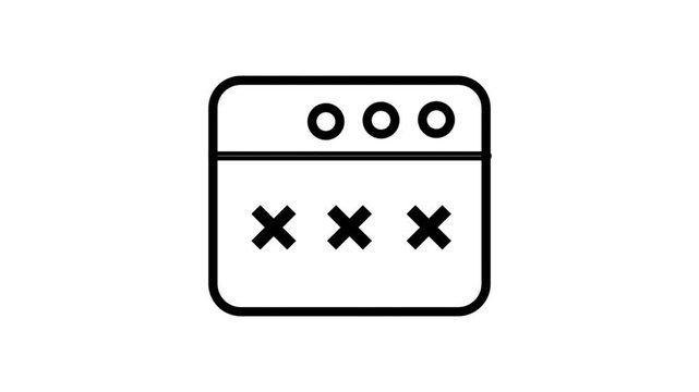Password Browser line animation. Web browser window icon displaying password characters for cyber security and private internet login access concepts.