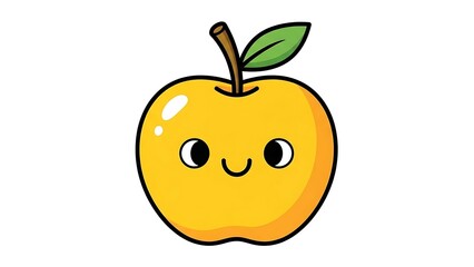Cute cartoon yellow smiling apple character.