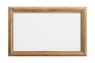 Obraz premium Empty Rectangular Wooden Frame with Distressed Texture Against White Background in Studio Setting for Mockup Artwork Display Horizontal Orientation