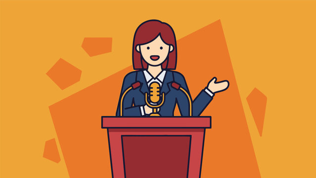 Woman Speaking at Podium Public Event.