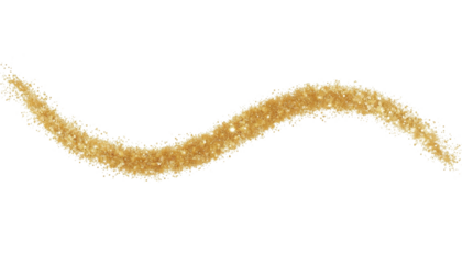 A wavy line of golden glitter on transparent background